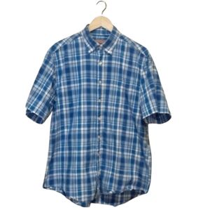 Vineyard Vines Men's Murray Shirt Blue Plaid Short Sleeve Button Down Size Large